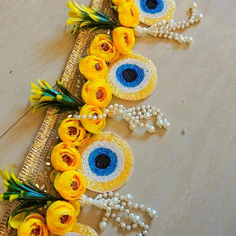 Yellow Floral Evil Eye Bandarwal 40 Inch