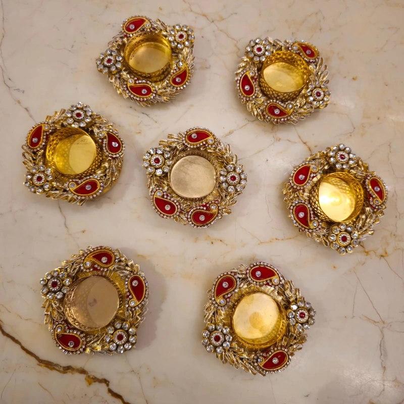 Set of 7 Golden Gotta Ring T-Lights