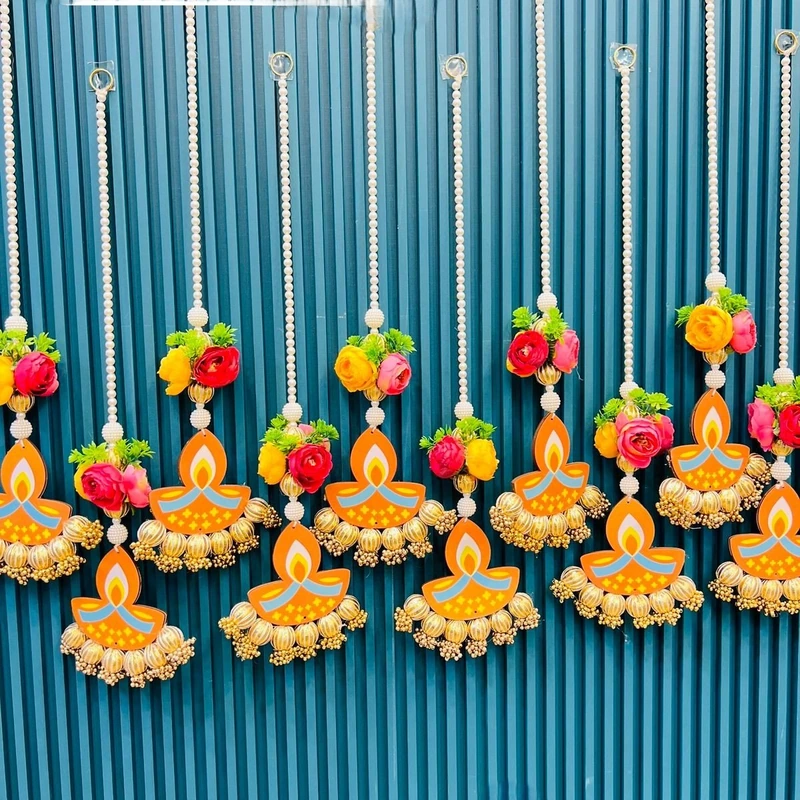 Handcrafted Diya Wall Hanging 24 Inch (Set of 10)