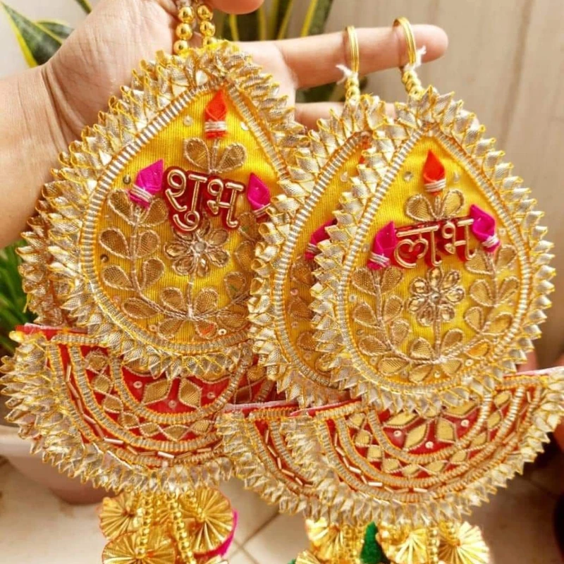 Gota Patti Shubh Laabh Wall Hanging (1 Pair)