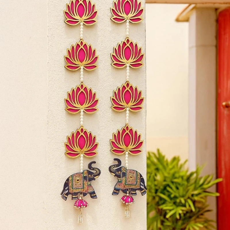 Lotus Elephant Wall Hanging 24 Inch (1 Pair)