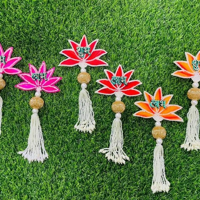 Lotus Beads Shubh Laabh Wall Hanging (1 Pair)
