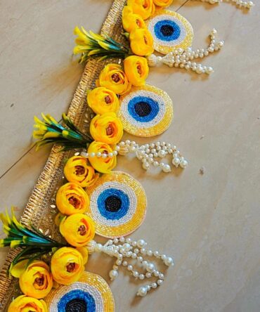 Yellow Floral Evil Eye Bandarwal 40 Inch