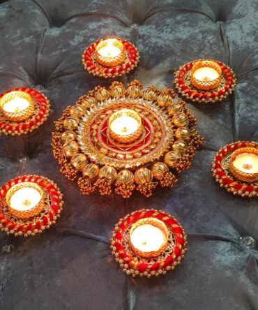 Golden Rangoli Set with T-Lights
