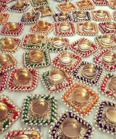 Set of 10 Multi Colour Gota Patti T-Lights