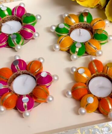 Set of 4 Multi Colour Gota Balls T-Lights