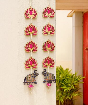 Lotus Elephant Wall Hanging 24 Inch (1 Pair)