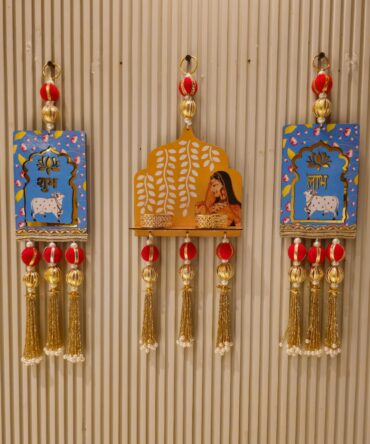 Multi Colour Jharokha Shubh Laabh Wall Hanging with T-Lights